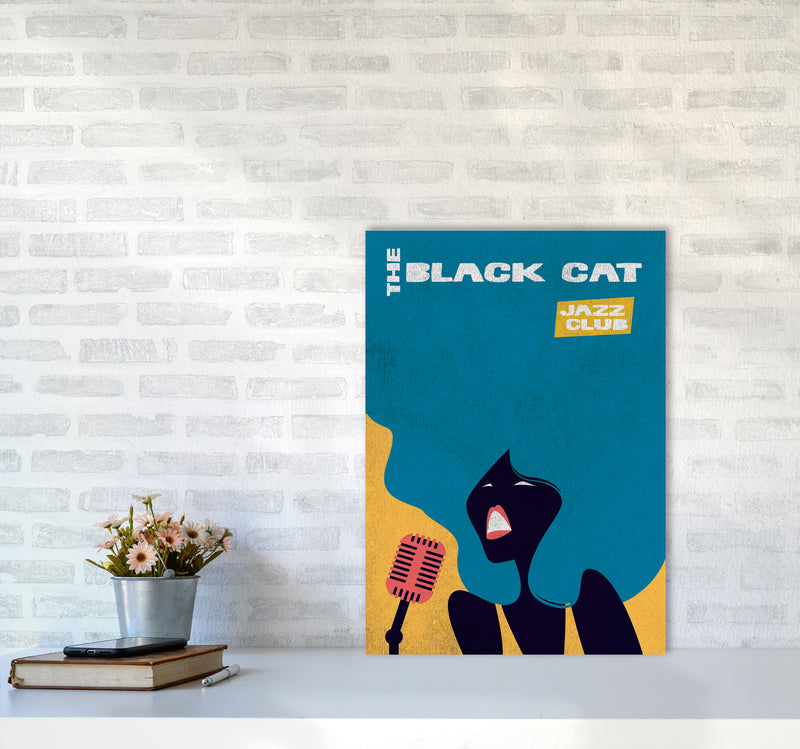 Black Cat Jazz Art Print by Jason Stanley A2 Black Frame