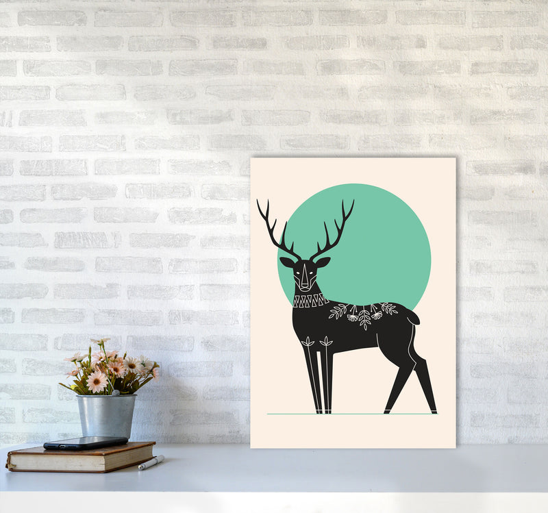 Moonlight Deer Art Print by Jason Stanley A2 Black Frame