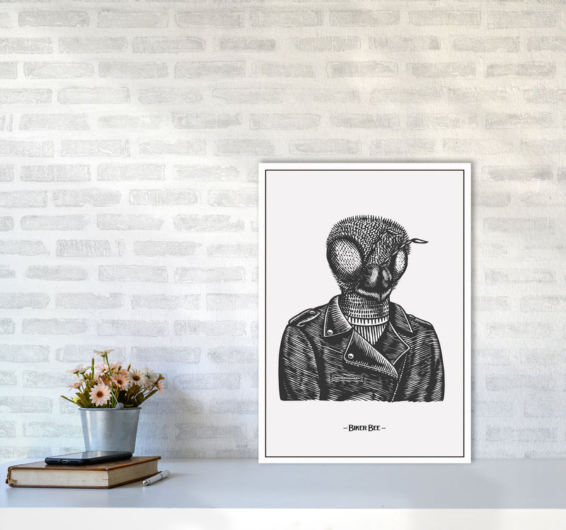 The Biker Bee Art Print by Jason Stanley A2 Black Frame