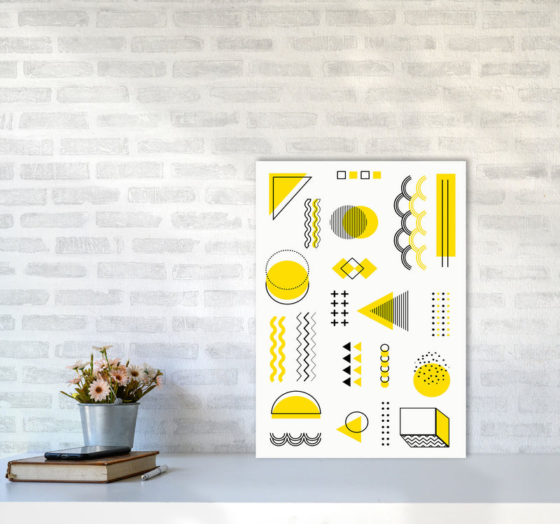 Yellow Shapes Art Print by Jason Stanley A2 Black Frame