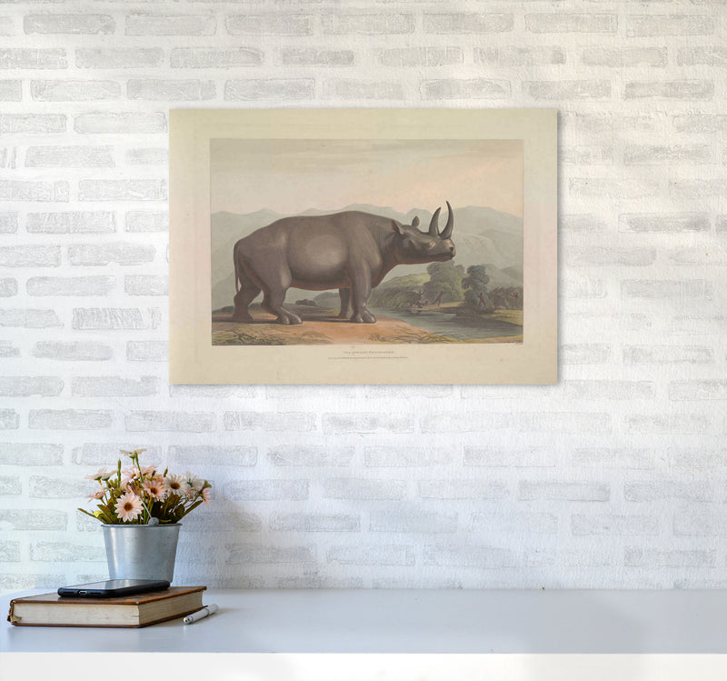 Vintage Rhino Illustration Art Print by Jason Stanley A2 Black Frame