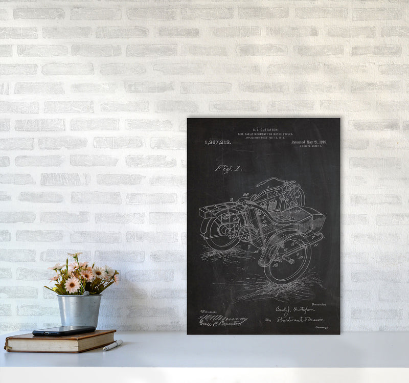 Motorcycle With Side Cart Patent Art Print by Jason Stanley A2 Black Frame