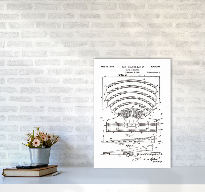 Drive In Theatre Patent Art Print by Jason Stanley A2 Black Frame