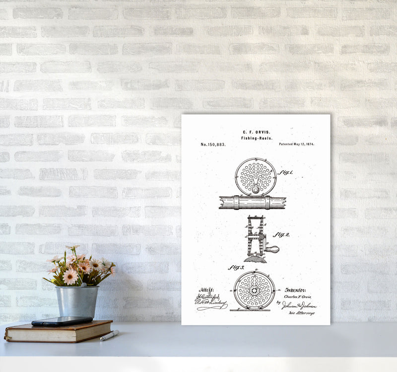 Fly Fishing Reel Patent Art Print by Jason Stanley A2 Black Frame