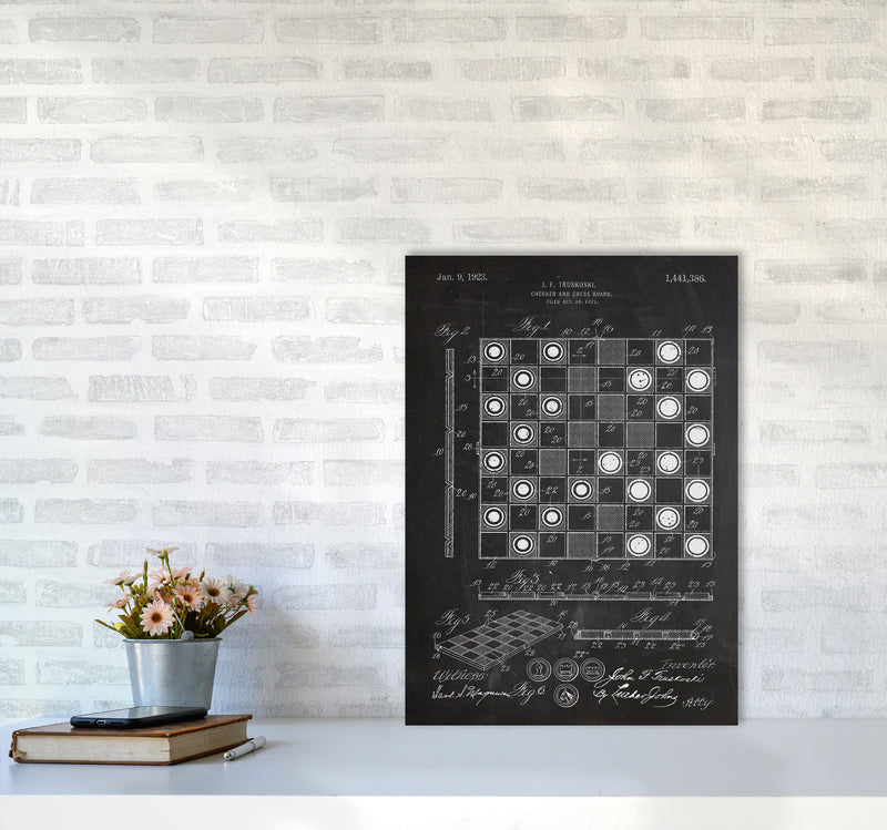 Chess And Checkers Patent Art Print by Jason Stanley A2 Black Frame