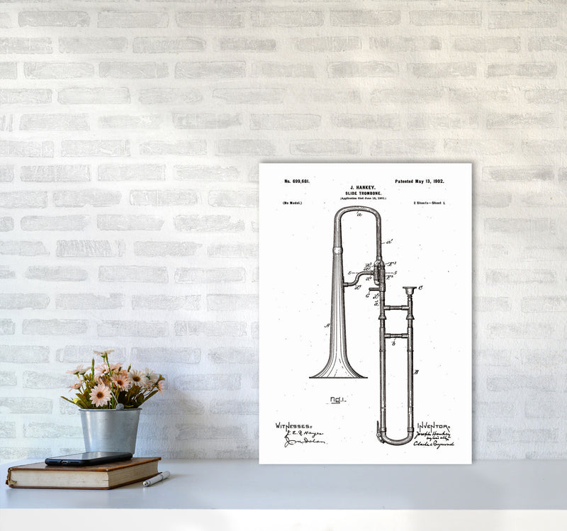 Slide Trombone Patent Art Print by Jason Stanley A2 Black Frame