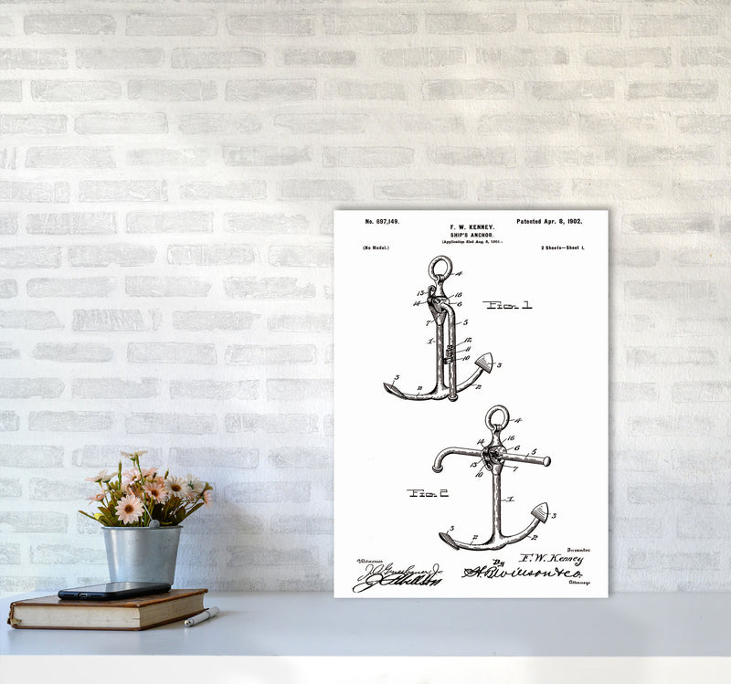 Anchor Patent White Art Print by Jason Stanley A2 Black Frame