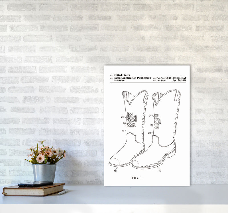 Cowboy Boots Patent Art Print by Jason Stanley A2 Black Frame