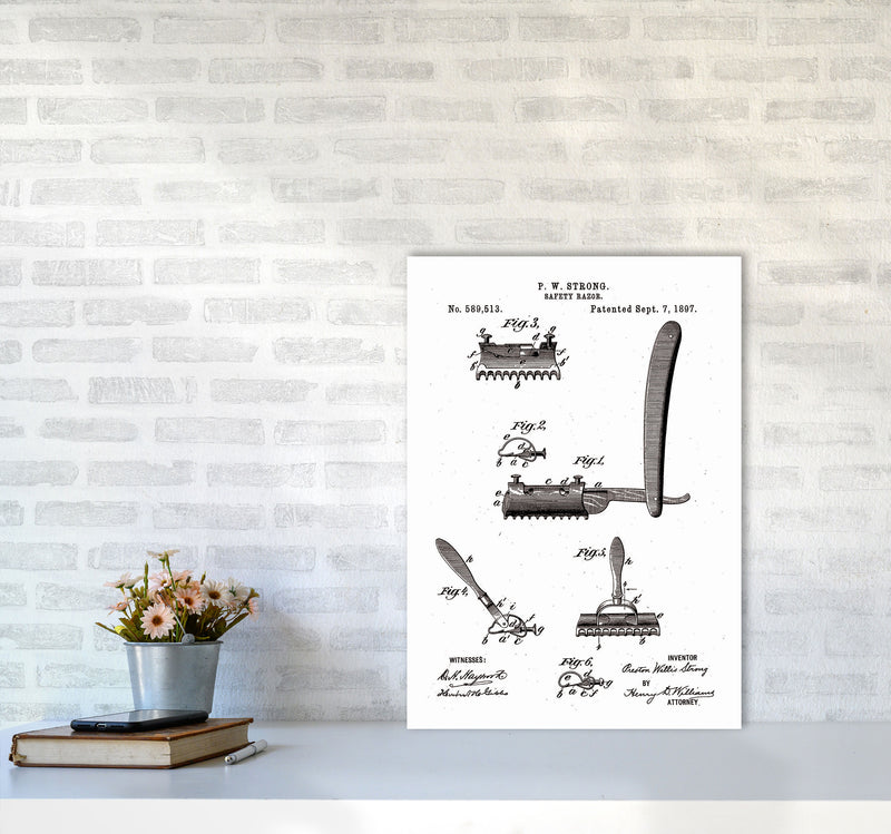 Safety Razor Patent Art Print by Jason Stanley A2 Black Frame