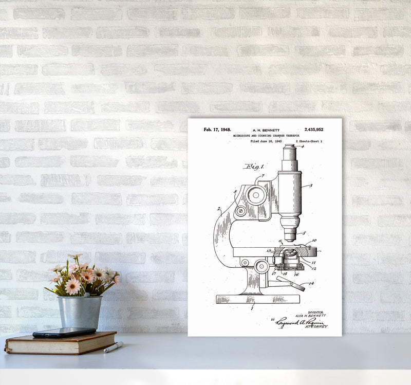 Microscope Patent Art Print by Jason Stanley A2 Black Frame