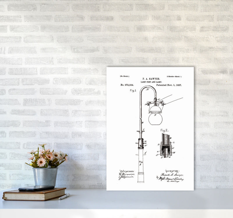 Lamp Post Patent Art Print by Jason Stanley A2 Black Frame