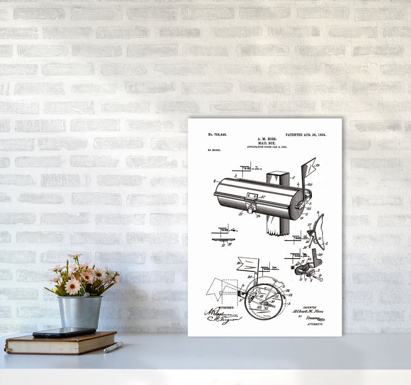 Mailbox Patent Art Print by Jason Stanley A2 Black Frame