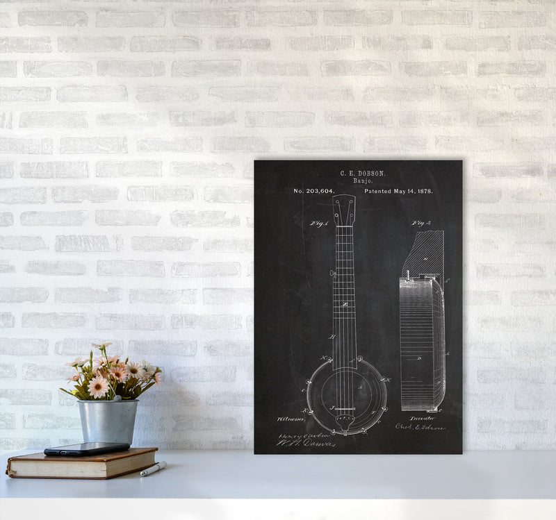 Banjo Patent Art Print by Jason Stanley A2 Black Frame