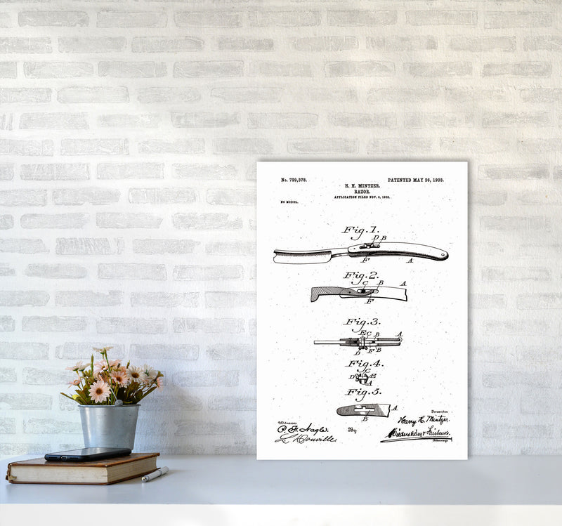 Razor Patent Art Print by Jason Stanley A2 Black Frame