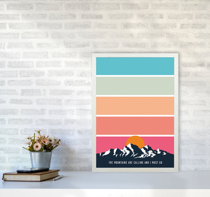 The Mountains Are Calling, And I Must Go Art Print by Jason Stanley A2 Oak Frame