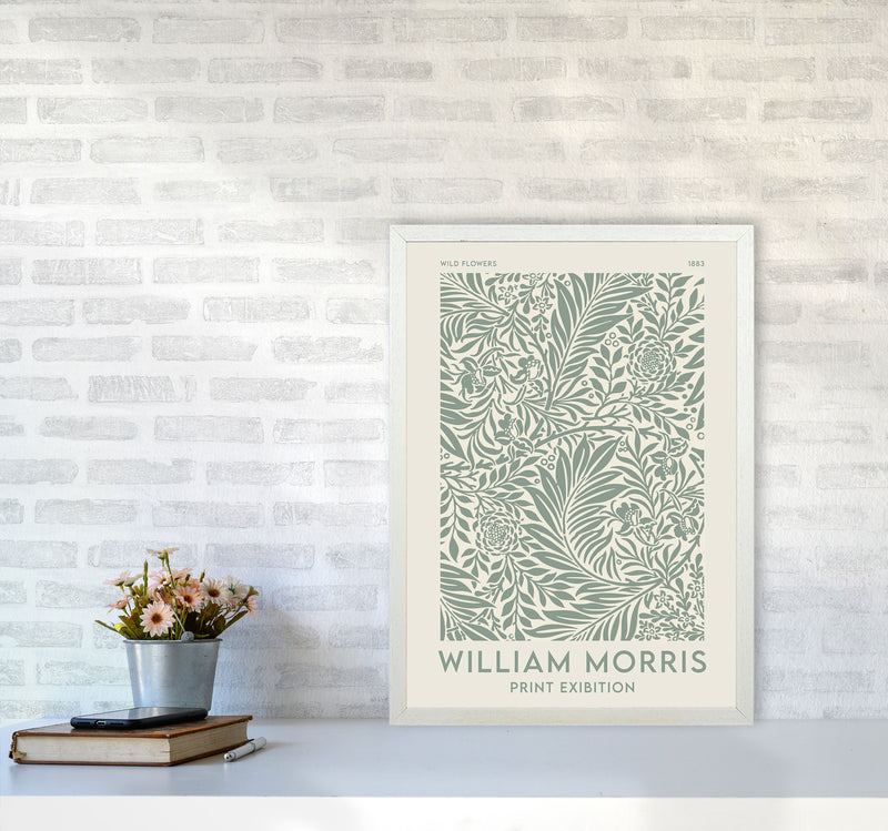 William Morris- Green Wild Flowers Art Print by Jason Stanley A2 Oak Frame