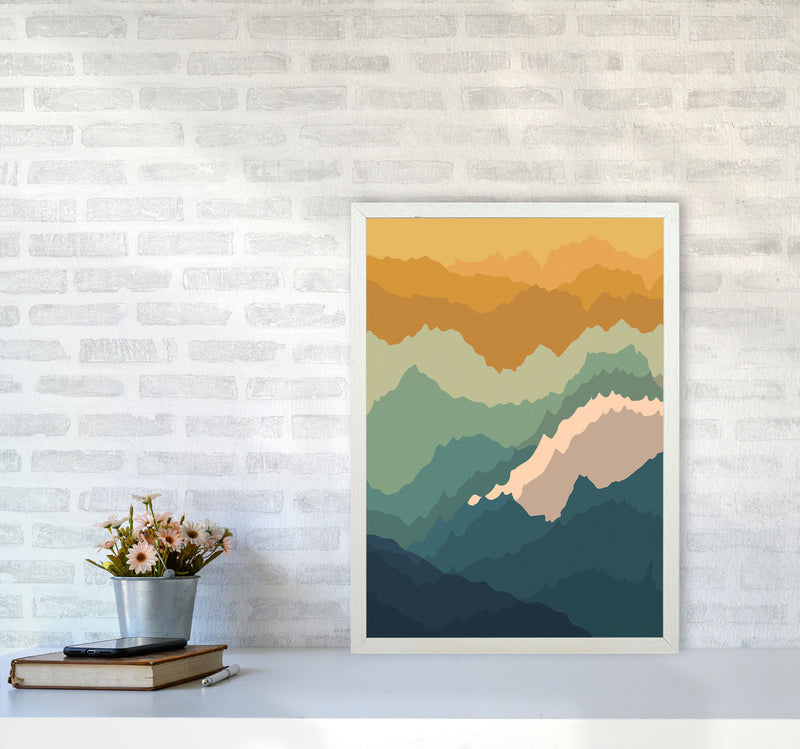 Japanese Mountain Topography Art Print by Jason Stanley A2 Oak Frame