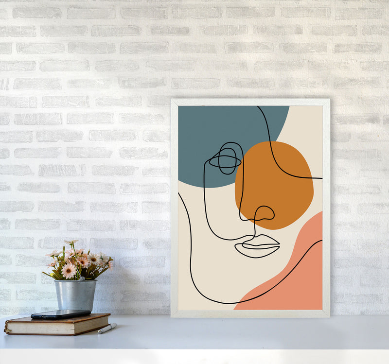 Abstract Face Line Drawing Art Print by Jason Stanley A2 Oak Frame