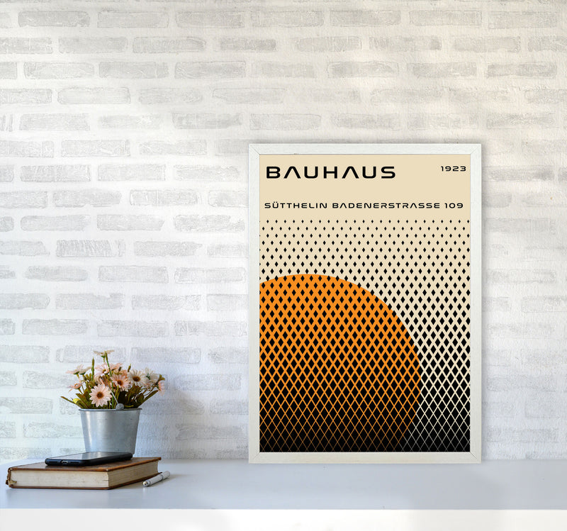 Bauhaus Geometric Yellow Art Print by Jason Stanley A2 Oak Frame