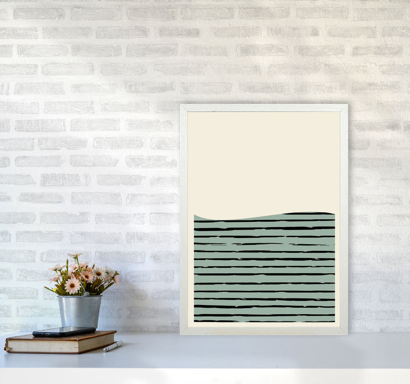 Green Minimal Midcentury Art Print by Jason Stanley A2 Oak Frame