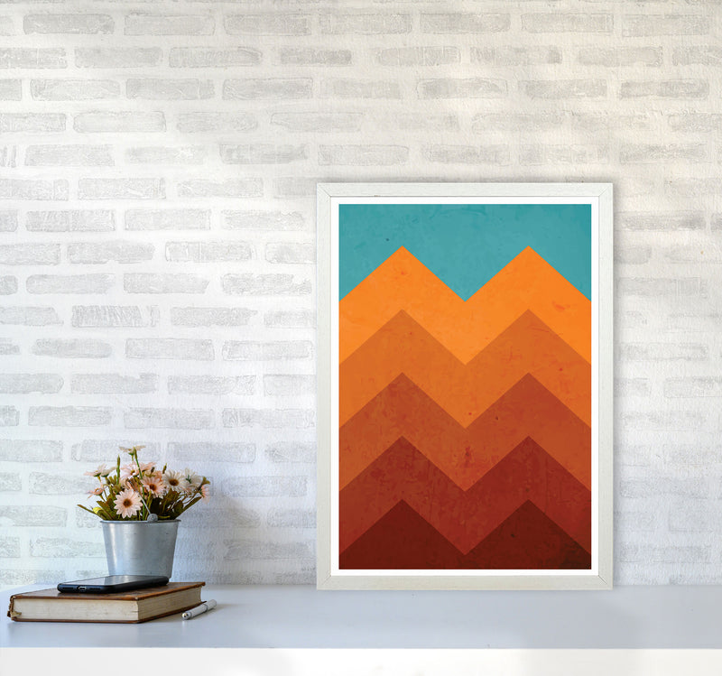 Abstract Orange Mountain Art Print by Jason Stanley A2 Oak Frame