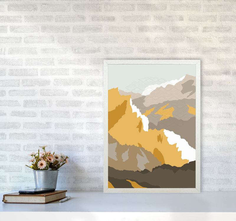 Japanese Mountain Scene Art Print by Jason Stanley A2 Oak Frame