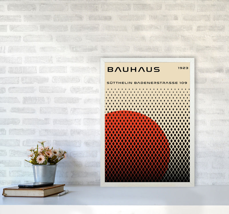 Bauhaus Geometric Red Art Print by Jason Stanley A2 Oak Frame