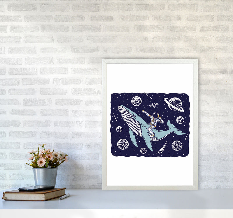 Galactic Whale Rider Art Print by Jason Stanley A2 Oak Frame