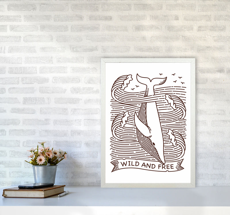 Wild And Free Whale Art Print by Jason Stanley A2 Oak Frame