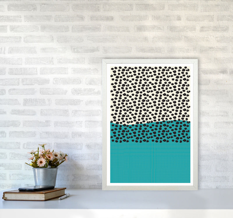 Blue Vibe Halftone Art Print by Jason Stanley A2 Oak Frame