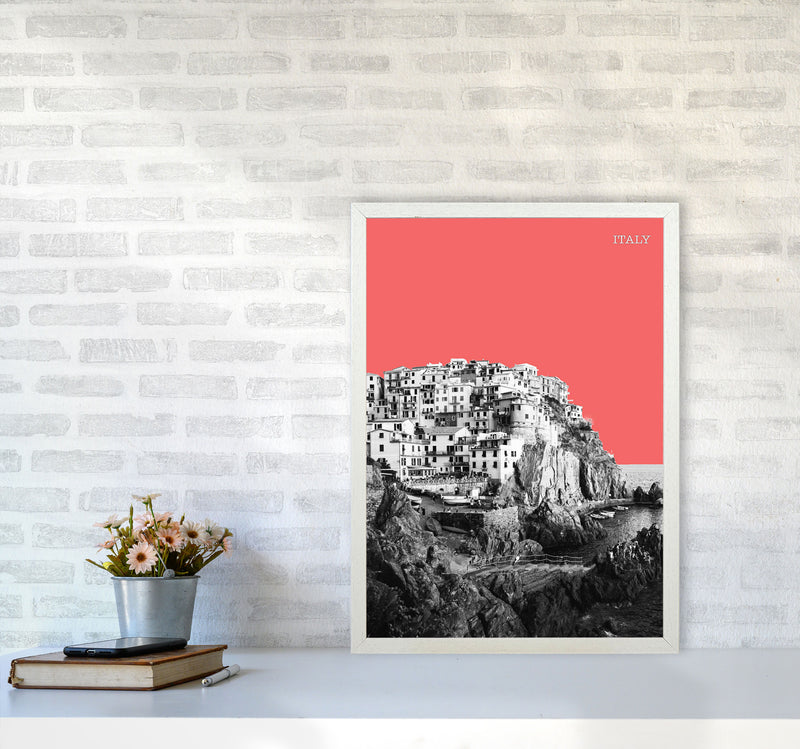 Halftone Italy Red Art Print by Jason Stanley A2 Oak Frame