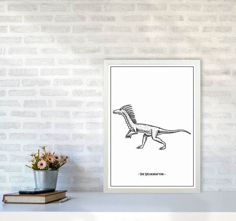 The Velociraptor Art Print by Jason Stanley A2 Oak Frame