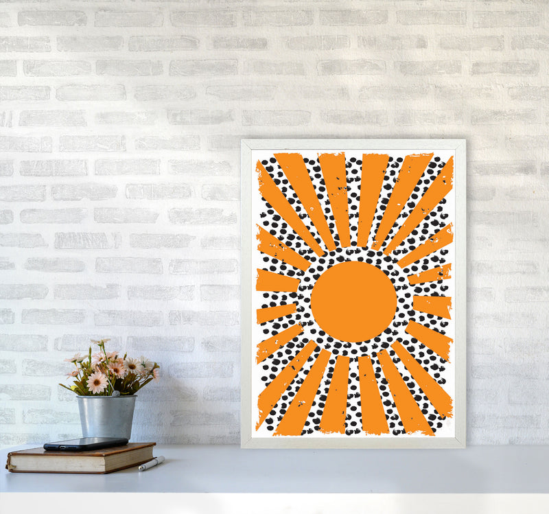 70's Inspired Sun Art Print by Jason Stanley A2 Oak Frame