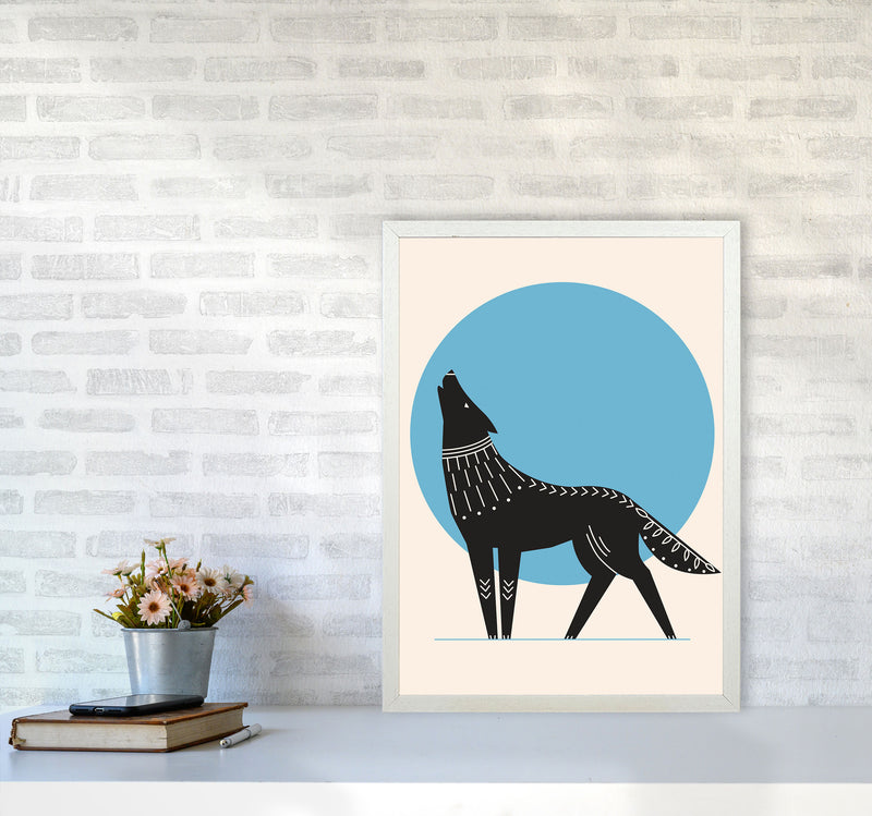 Howl At The Moon Art Print by Jason Stanley A2 Oak Frame