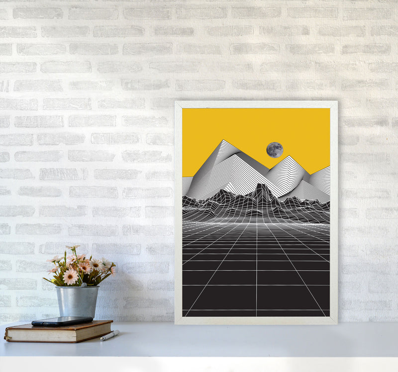 Moon Rise Yellow Art Print by Jason Stanley A2 Oak Frame