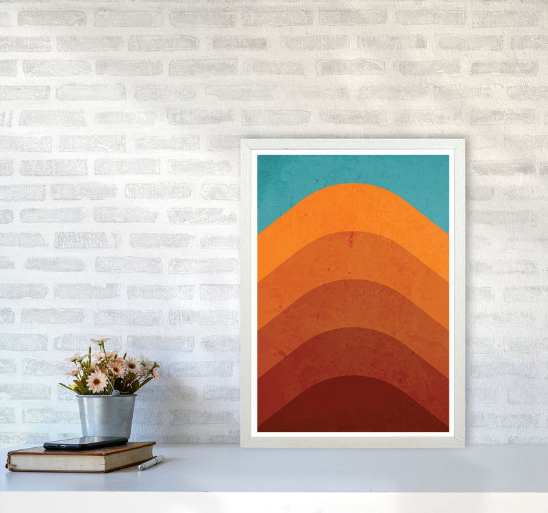 Orange Mountain Art Print by Jason Stanley A2 Oak Frame