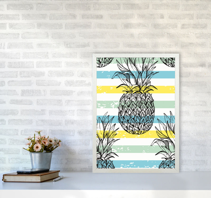 Pineapple Party Art Print by Jason Stanley A2 Oak Frame