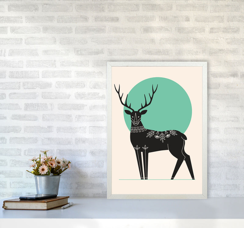 Moonlight Deer Art Print by Jason Stanley A2 Oak Frame