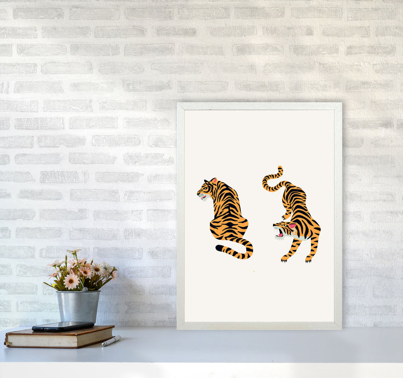 The Two Tigers Art Print by Jason Stanley A2 Oak Frame