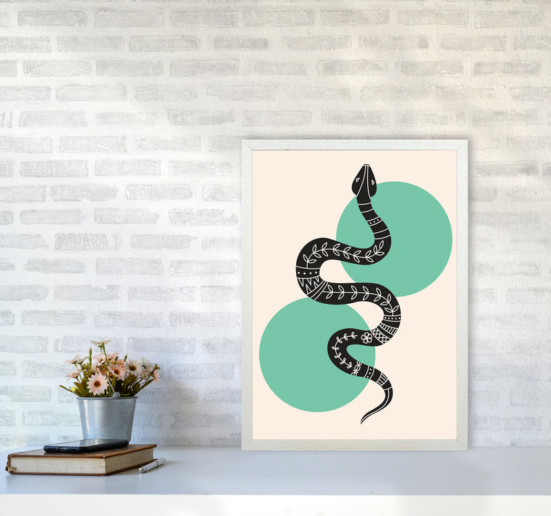 Abstract Snake Art Print by Jason Stanley A2 Oak Frame
