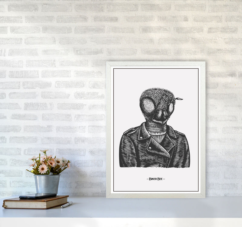The Biker Bee Art Print by Jason Stanley A2 Oak Frame