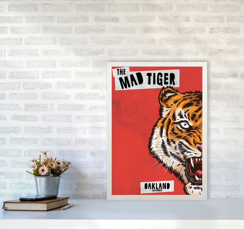 The Mad Tiger Art Print by Jason Stanley A2 Oak Frame