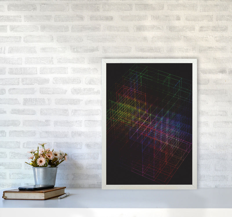 Laser Cube Art Print by Jason Stanley A2 Oak Frame