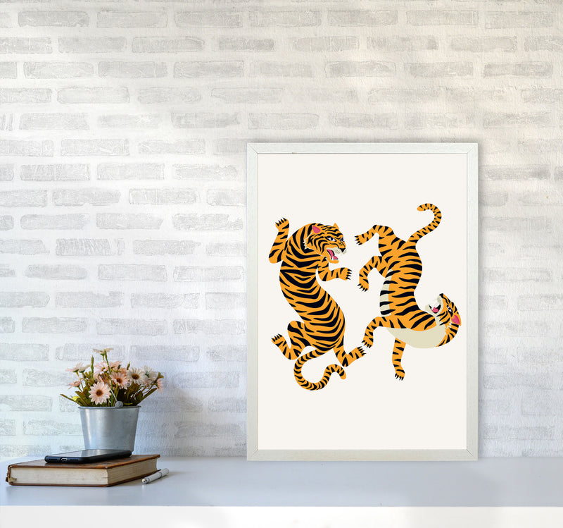 Two Tigers Art Print by Jason Stanley A2 Oak Frame