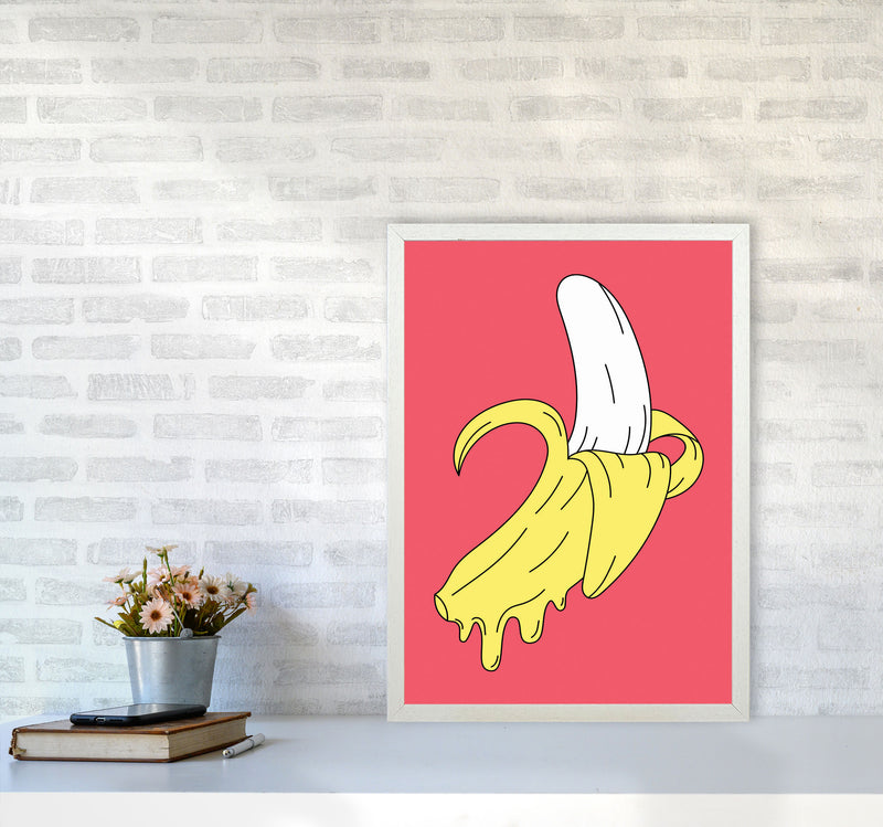 Melting Pink Banana Art Print by Jason Stanley A2 Oak Frame