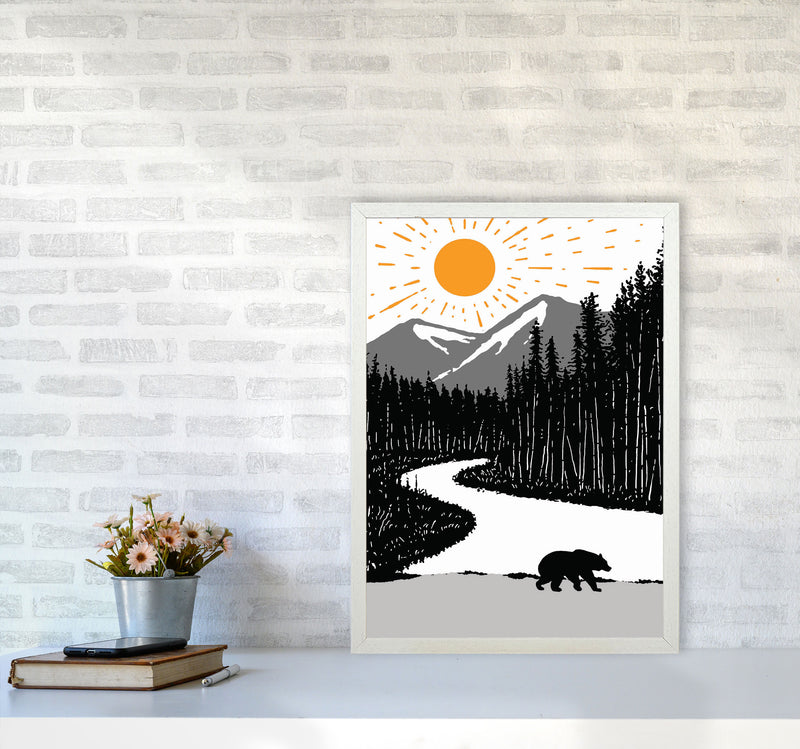 Bear By The River Art Print by Jason Stanley A2 Oak Frame