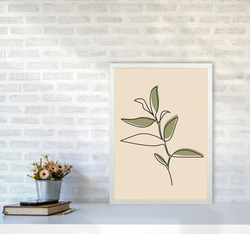 Abstract One Line Leaf Drawing I Art Print by Jason Stanley A2 Oak Frame