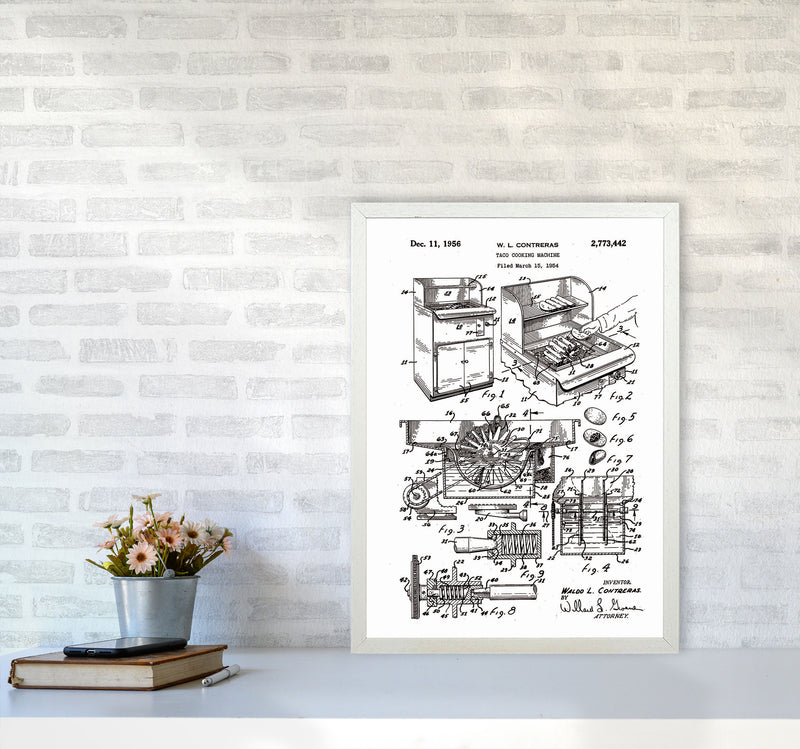 Taco Cooking Machine Patent Art Print by Jason Stanley A2 Oak Frame