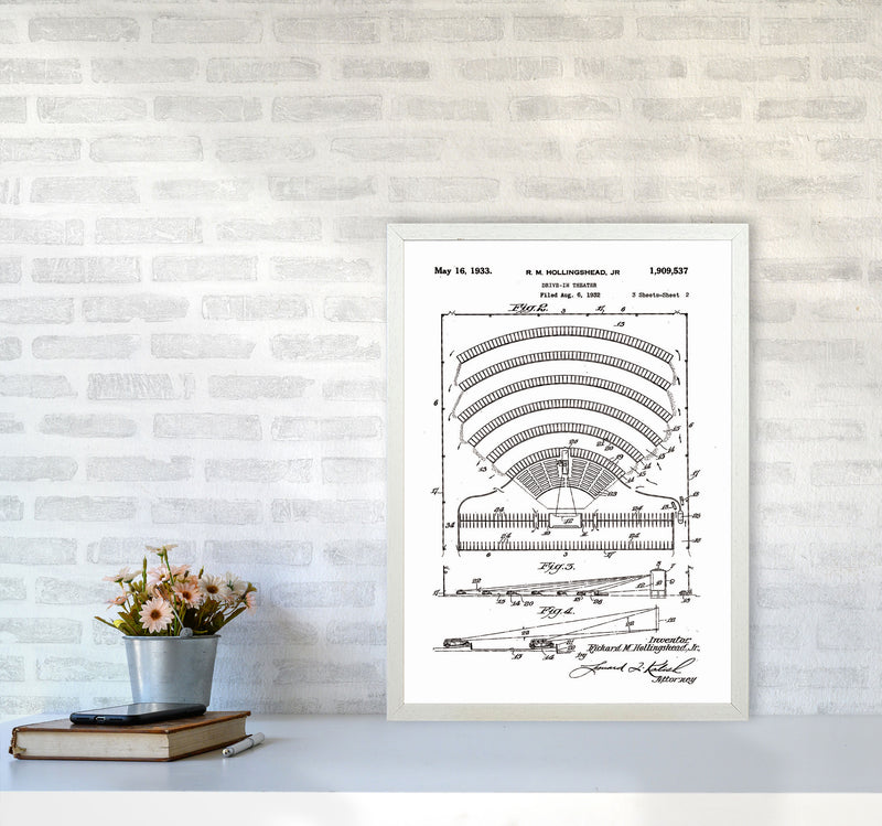 Drive In Theatre Patent Art Print by Jason Stanley A2 Oak Frame