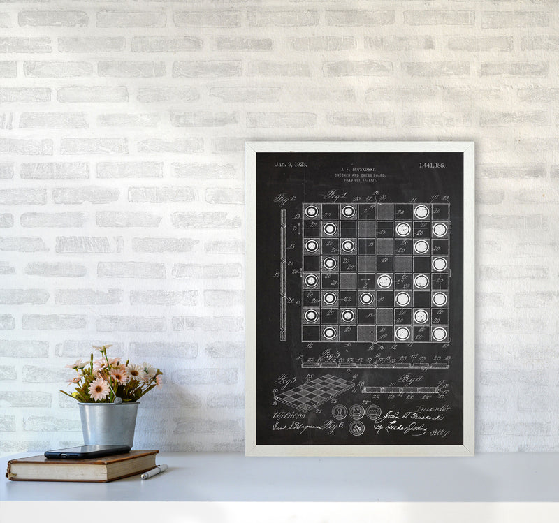 Chess And Checkers Patent Art Print by Jason Stanley A2 Oak Frame
